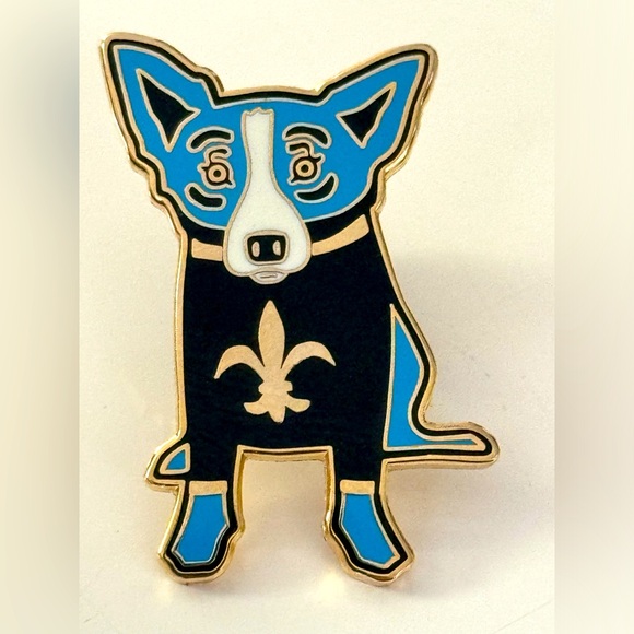 George Rodrigue Blue Dog New Orleans Saints Jersey Mini Lapel Pin Tie Tac Brees - Picture 1 of 7
